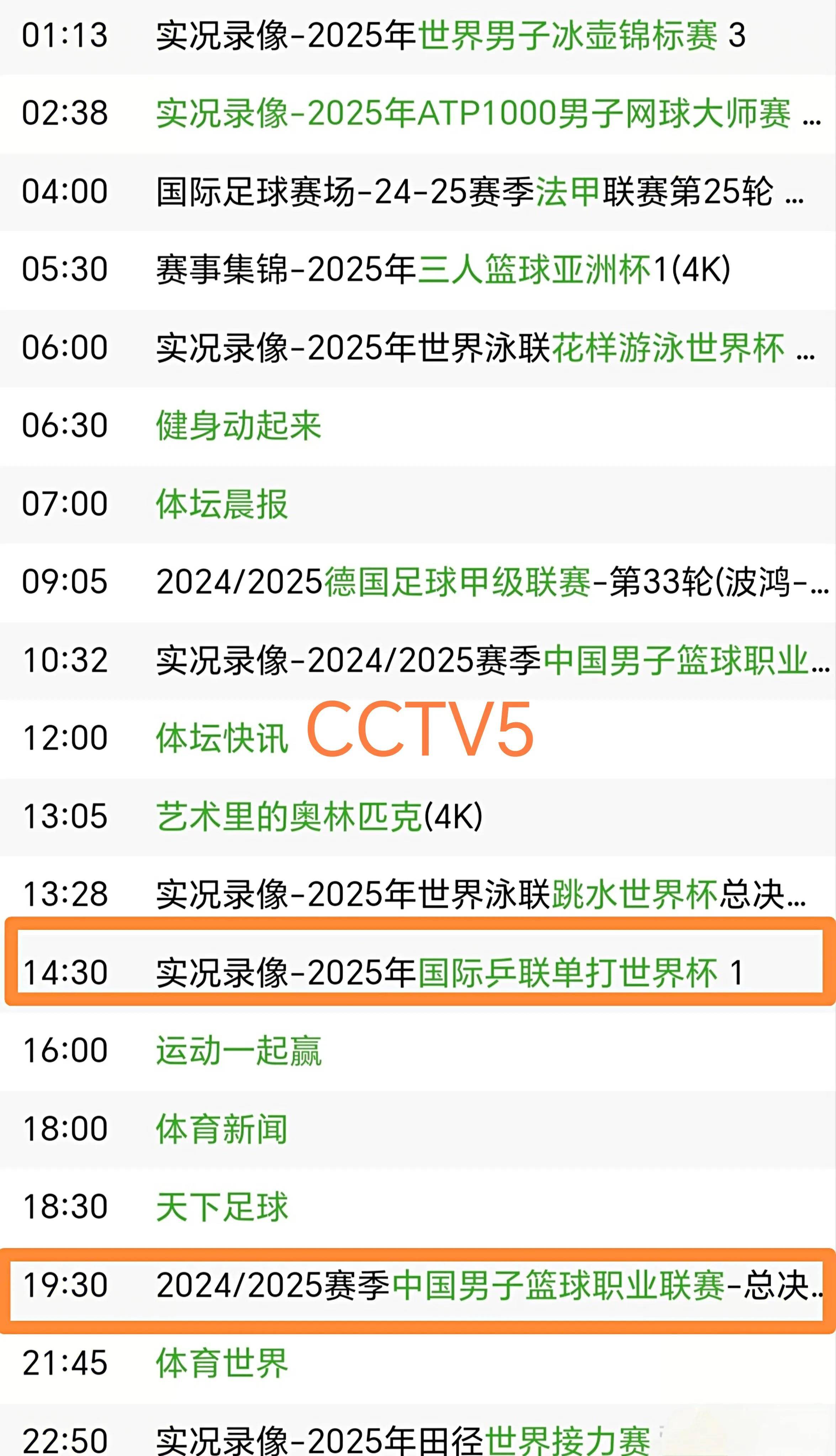 cctv5体育节目表直播(cctv5体育节目表 现场直播)